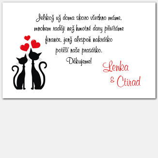 Kartička o darech s kočkami 1010