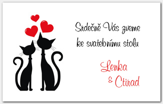 Pozvánka ke svatebnímu stolu s kočkami 1010