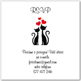 Svatební odpovědní kartička RSVP s kočkami 1010
