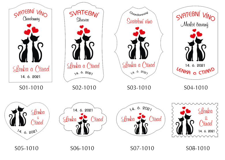 Svatební samolepky s kočkami 1010