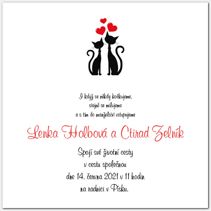 Svatební oznámení s kočkami 1010c