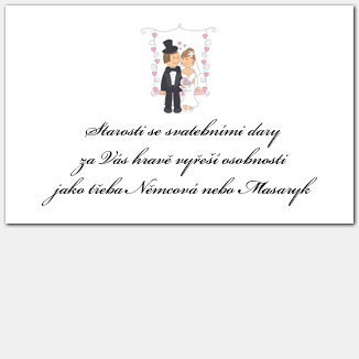 Kartička o darech s novomanželi na houpačce 1012