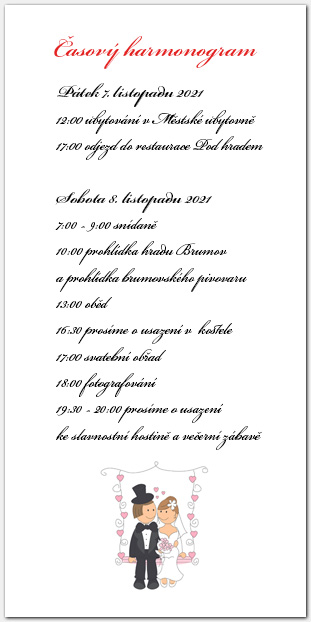 Harmonogram svatebního dne s novomanželi na houpačce 1012