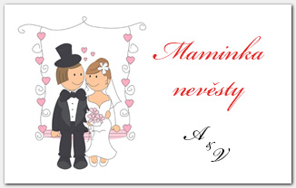 Jmenovka na svatební stůl s novomanželi na houpačce 1012