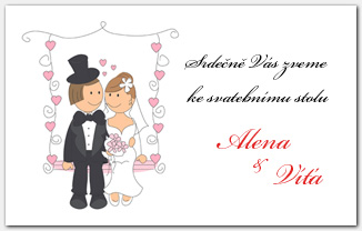 Pozvánka ke svatebnímu stolu s novomanželi na houpačce 1012