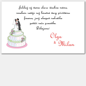 Kartička o darech se svatebním dortem 1014