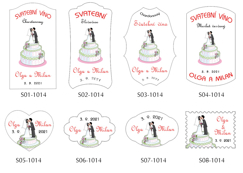 Svatební samolepky se svatebním dortem 1014