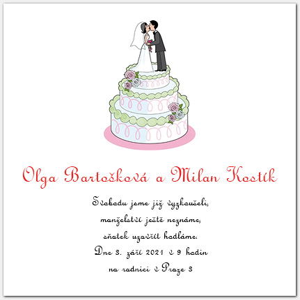 Svatební oznámení se svatebním dortem 1014c