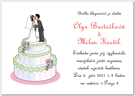 Svatební oznámení se svatebním dortem 1014a