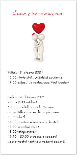 Harmonogram svatebního dne 3Dé lidé 1018