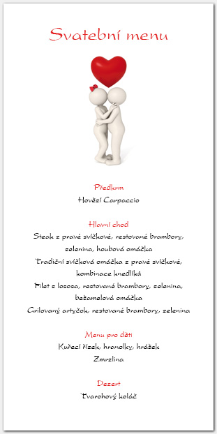 Svatební menu 3Dé lidé 1018
