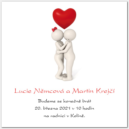 Svatební oznámení 3Dé lidé 1018c