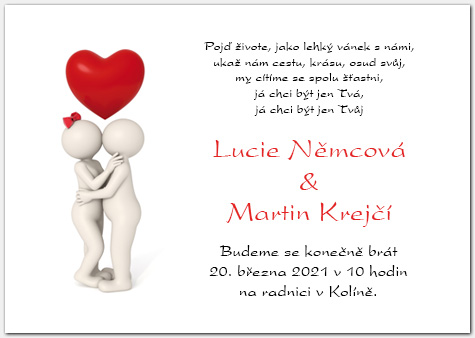 Svatební oznámení 3Dé lidé 1018a