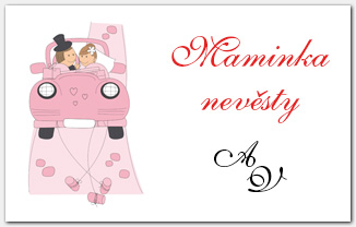 Jmenovka na svatební stůl auto s novomanžely 1019