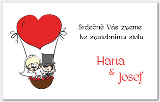 Pozvánka ke svatebnímu stolu s novomanžely v balónu 1021
