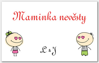 Jmenovka na svatební stůl s postavičkami 1022