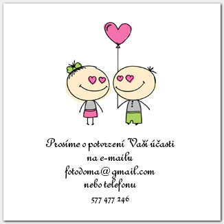 Svatební odpovědní kartička RSVP s postavičkami 1022