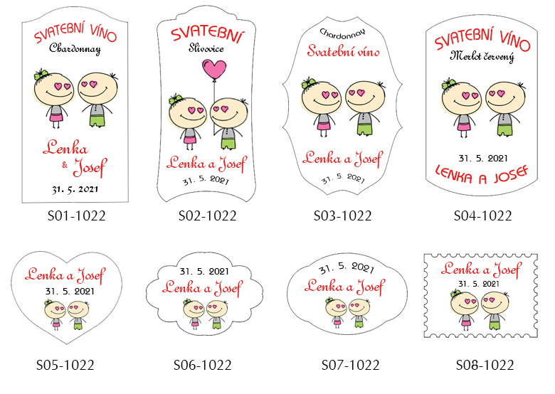 Svatební samolepky s postavičkami s postavičkami 1022