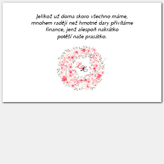 Kartička o darech s věncem růžových růží 1029
