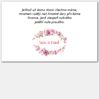Kartička o darech zdobené květinami 1034