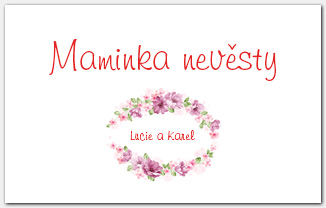 Jmenovka na svatební stůl zdobené květinami 1034