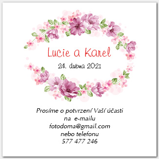 Svatební odpovědní kartička RSVP zdobené květinami 1034