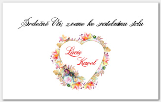 Pozvánka ke svatebnímu stolu se zdobeným srdcem 1038