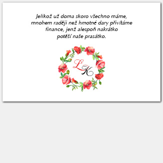Kartička o darech s věncem vlčích máků 1040
