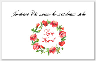 Pozvánka ke svatebnímu stolu s věncem vlčích máků 1040