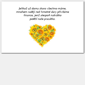 Kartička o darech se srdcem ze slunečnic 1042