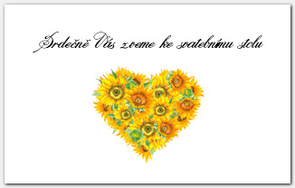 Pozvánka ke svatebnímu stolu se srdcem ze slunečnic 1042