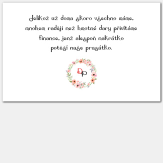 Kartička o darech s květinovým věncem 1052