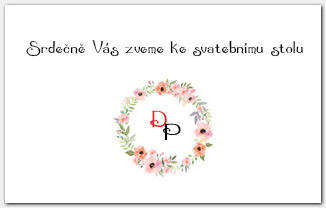 Pozvánka ke svatebnímu stolu s květinovým věncem 1052