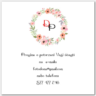 Svatební odpovědní kartička RSVP s květinovým věncem 1052