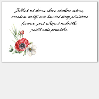 Kartička o darech s akvarelovými květy 1054