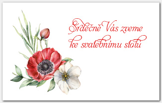 Pozvánka ke svatebnímu stolu s akvarelovými květy 1054