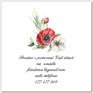 Svatební odpovědní kartička RSVP s akvarelovými květy 1054