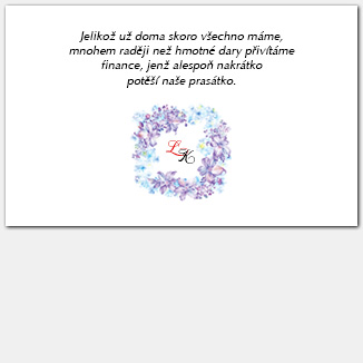 Kartička o darech s fialovými květy 1059
