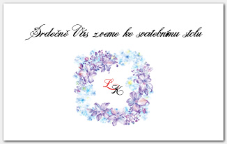 Pozvánka ke svatebnímu stolu s fialovými květy 1059