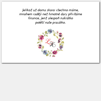 Kartička o darech s květy macešek 1060