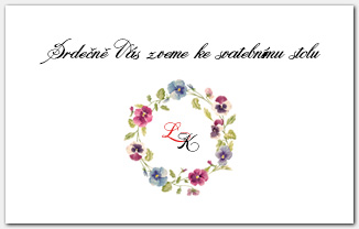 Pozvánka ke svatebnímu stolu s květy macešek 1060