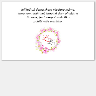 Kartička o darech s věncem růží 1062