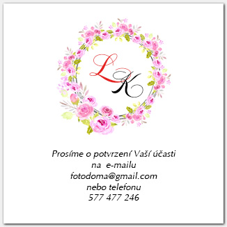 Svatební odpovědní kartička RSVP s věncem růží 1062