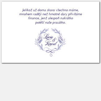 Kartička o darech s modrofialovou výzdobou 1064