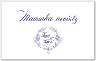 Jmenovka na svatební stůl s modrofialovou výzdobou 1064