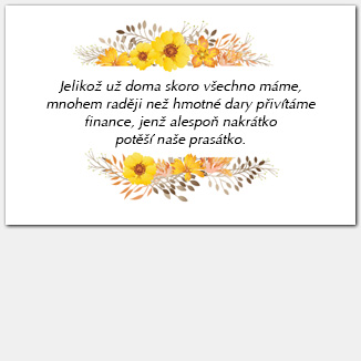 Kartička o darech se žlutými květy 1069