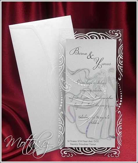 Svatební oznámení 5353 zdobená vysekávaná obálka