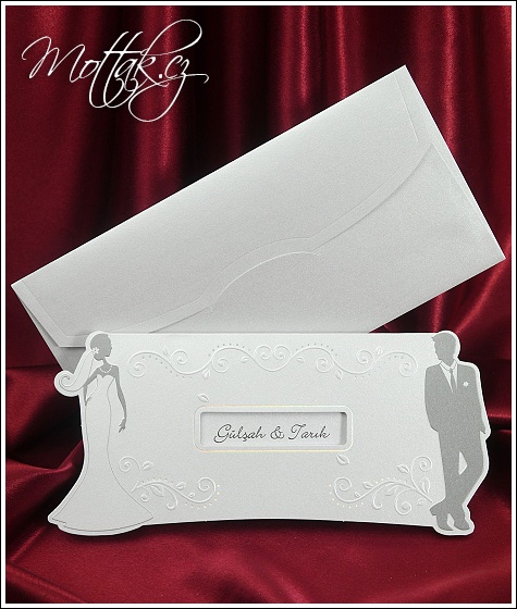 Svatební oznámení 5362 zdobená vysekávaná obálka