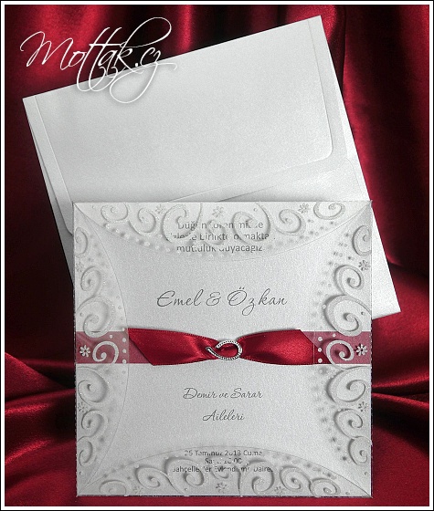 Svatební oznámení 5372 zdobená vysekávaná obálka