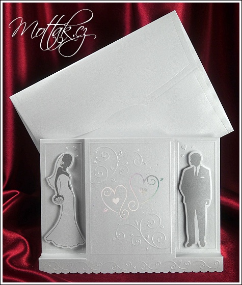 Svatební oznámení 5373 zdobená vysekávaná obálka